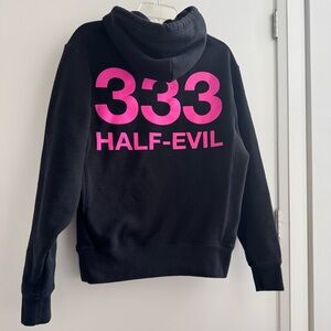 333 Half Evil Hoodie - Black & Hot Pink